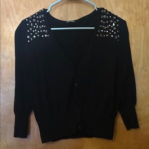Black Studded Women's Fall Halloween Cardigan Sweater Charlotte Russe Large